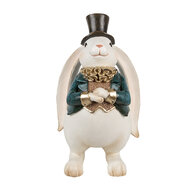 Clayre & Eef | Decoratie Konijn Wit Blauw 14x13x23 cm | 6PR5157