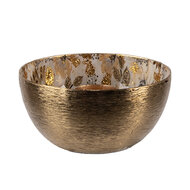 Clayre & Eef | Kandelaar Goudkleurig Wit ø 8x4 cm | 65884