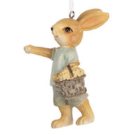 Clayre & Eef | Decoratie Hanger Konijn Beige Blauw 5x4x8 cm | 6PR5457
