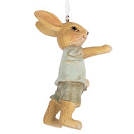 Clayre & Eef | Decoratie Hanger Konijn Beige Blauw 5x4x8 cm | 6PR5457