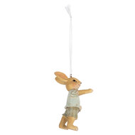Clayre & Eef | Decoratie Hanger Konijn Beige Blauw 5x4x8 cm | 6PR5457