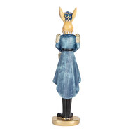 Clayre & Eef | Decoratie Beeld Konijn Beige Blauw Goudkleurig 5x5x18 cm | 6PR5465