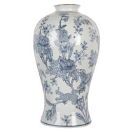 Clayre &amp; Eef   | Vaas Wit Blauw &oslash; 23x42 cm | 6CE2073