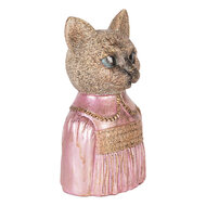 Clayre & Eef | Decoratie Beeld Kat Bruin Roze 14x11x23 cm | 6PR5072