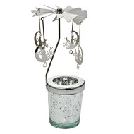 Clayre &amp; Eef   | Theelichtcarrousel Zilverkleurig &oslash; 8x17 cm | 66001