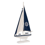Clayre & Eef | Decoratie Miniatuur Zeilboot Wit Blauw 20x4x37 cm | 66076