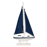 Clayre & Eef | Decoratie Miniatuur Zeilboot Wit Blauw 20x4x37 cm | 66076