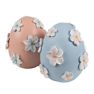 Clayre & Eef | Decoratie Beeld Ei Roze Wit ø 11x13 cm | 6PR5215