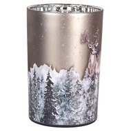 Clayre & Eef | Waxinelichthouder Grijs Bruin ø 12x18 cm | 6GL4985