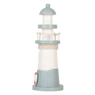Clayre & Eef | Decoratie Vuurtoren Wit Blauw ø 8x22 cm | 6H2404