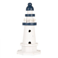 Clayre & Eef | Decoratie Vuurtoren Wit Blauw ø 9x17 cm | 6H2407