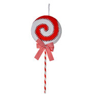 Clayre & Eef | Kerstdecoratie Hanger Lolly Rood Wit 18x4x45 cm | 66116