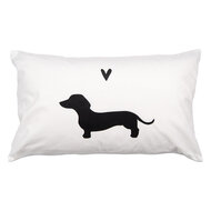 Clayre & Eef | Kussenhoes Wit Zwart 30x50 cm | PWS36-2