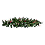 Clayre & Eef | Kerstdecoratie Tak Groen Rood 35x10x110 cm | 50822