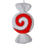 Clayre & Eef | Kerstdecoratie Hanger Snoepje Rood Wit 33x18x4 cm | 66110