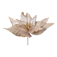 Clayre & Eef | Kerstdecoratie Bloem Beige Goudkleurig ø 50x62 cm | 66127