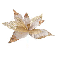 Clayre & Eef | Kerstdecoratie Bloem Goudkleurig ø 44x37 cm | 66133