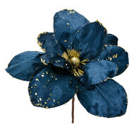 Clayre & Eef | Kerstdecoratie Bloem Blauw Goudkleurig ø 25x25 cm | 66158