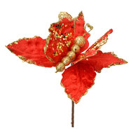 Clayre &amp; Eef   | Kerstdecoratie Vlinder Rood Goudkleurig 20x4x25 cm | 66162
