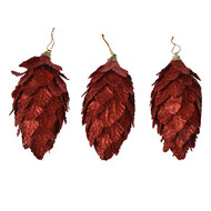Clayre & Eef | Kerstdecoratie Bloem (set 3) Rood ø 7x13 cm | 66173R