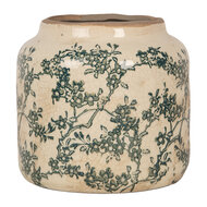 Clayre &amp; Eef   | Bloempot Binnen Beige Groen &oslash; 16x15 cm | 6CE1975M