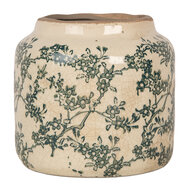 Clayre &amp; Eef   | Bloempot Binnen Beige Groen &oslash; 16x15 cm | 6CE1975M