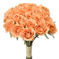 Clayre &amp; Eef   | Kunstbloem bos van 24 rozen Oranje Groen 20x16x30 cm | 6PL0392Y