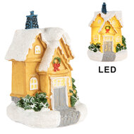 Clayre &amp; Eef   | Decoratie Huisje met Led Geel Wit &oslash; 6x9 cm | 6PR5738