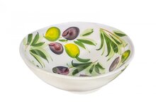Organische schaal olijven maat M Ø20 cm groen wit aardewerk | GB023 | Piccobella Italiaans Servies