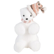 Clayre & Eef | Decoratie Ijsbeer Wit Roze 11x11x18 cm | 66120