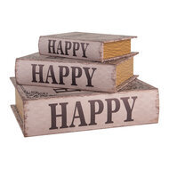 Clayre &amp; Eef   | Opbergdoos Beige Bruin (3) 27x22x7 / 22x17x6 / 17x12x4 cm | 66255
