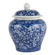 Clayre & Eef | Decoratie pot met deksel Blauw Wit ø 9x12 cm | 6CE2142