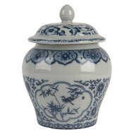Clayre & Eef | Decoratie pot met deksel Grijs Blauw ø 9x13 cm | 6CE2143