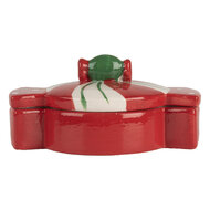 Clayre & Eef | Voorraadpotje met deksel Rood Wit 15x10x7 cm | 6CE2148