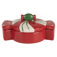 Clayre & Eef | Voorraadpotje met deksel Rood Wit 15x10x7 cm | 6CE2148