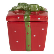 Clayre & Eef | Voorraadpotje met deksel Rood Groen 9x9x11 cm | 6CE2149