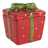 Clayre & Eef | Voorraadpotje met deksel Rood Groen 9x9x11 cm | 6CE2149