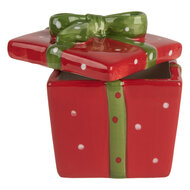 Clayre & Eef | Voorraadpotje met deksel Rood Groen 9x9x11 cm | 6CE2149