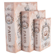 Clayre & Eef | Opbergdoos Beige Blauw (3) 27x22x7 / 22x17x6 / 17x12x4 cm | 66262
