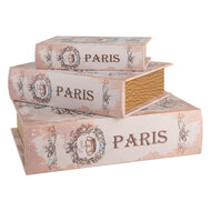 Clayre & Eef | Opbergdoos Beige Blauw (3) 27x22x7 / 22x17x6 / 17x12x4 cm | 66262