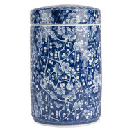Clayre & Eef | Decoratie pot met deksel Blauw Wit ø 9x14 cm | 6CE2139