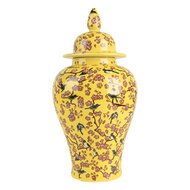 Clayre & Eef | Decoratie pot met deksel Geel Roze ø 11x22 cm | 6CE2140