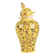 Clayre & Eef | Decoratie pot met deksel Geel Roze ø 11x22 cm | 6CE2140