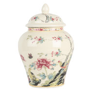 Clayre &amp; Eef   | Decoratie pot met deksel Beige Roze &oslash; 12x18 cm | 6CE2141