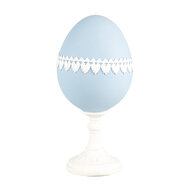 Clayre & Eef | Decoratie Beeld Ei Blauw Wit 11x9x21 cm | 6PR5146