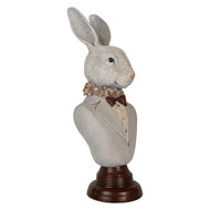 Clayre & Eef | Decoratie Beeld Konijn Grijs Bruin 15x13x39 cm | 6PR5361