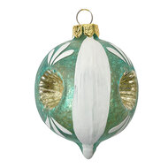 Clayre &amp; Eef   | Kerstbal Blauw Wit &oslash; 5x7 cm | 6GL4707