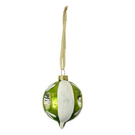Clayre & Eef | Kerstbal Groen Wit ø 5x7 cm | 6GL4709