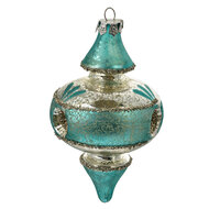 Clayre &amp; Eef   | Kersthanger Blauw Zilverkleurig &oslash; 8x13 cm | 6GL4716