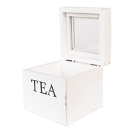 Clayre &amp; Eef   | Theedoos Wit Zwart 12x12x12 cm | 6H2397